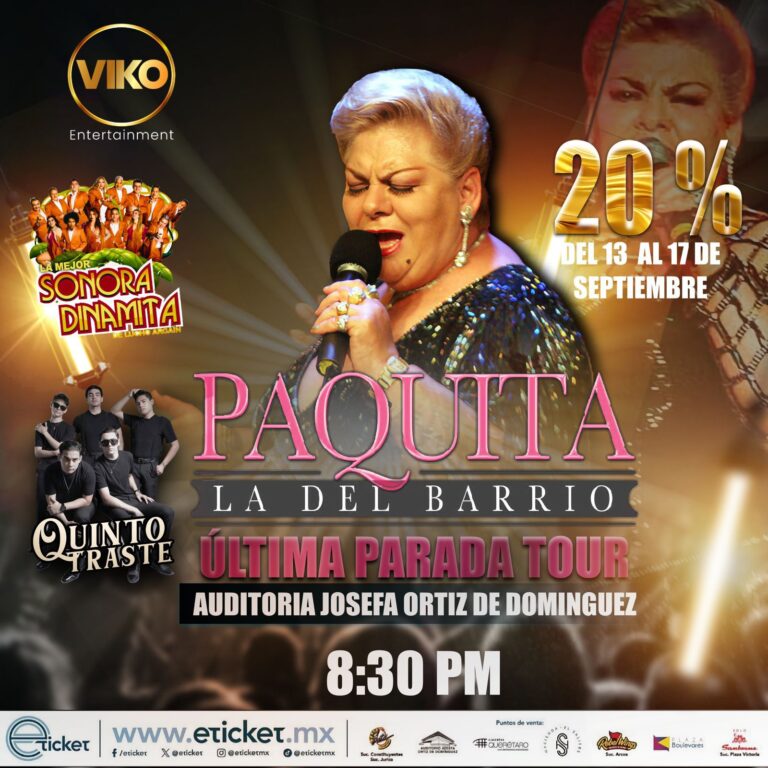  ¡20% de descuento en tus boletos para ver a Paquita la del Barrio y la Sonora Dinamita!