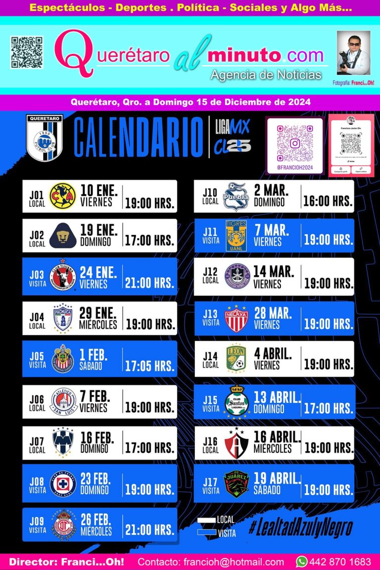 Calendario de Juegos del Club Querétaro Torneo de Clausura 2025 Liga MX