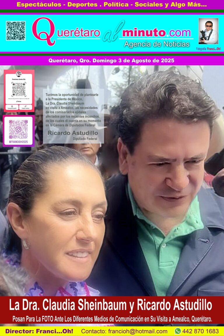 La Dra. Claudia Sheinbaum y Ricardo Astudillo Posan Para La Foto Ante Los Diferentes Medios de Comunicación en Su Visita a Amealco, Querétaro.