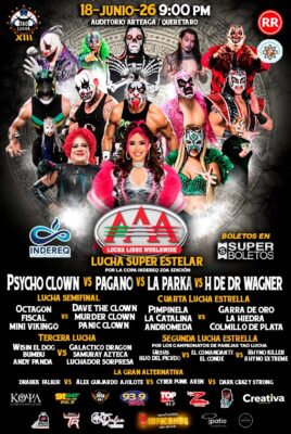 18 de junio 9:00 pm 2026, Auditorio Arteaga. #LuchaLibreAAA