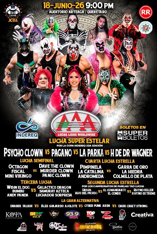 18 de junio 9:00 pm 2026, Auditorio Arteaga. #LuchaLibreAAA
